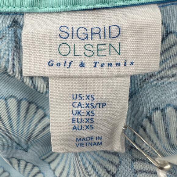Sigrid Olsen Golf Tennis Full Zip Jacket WMNS XS Blue Teal Shell Print Stretch - Picture 7 of 8